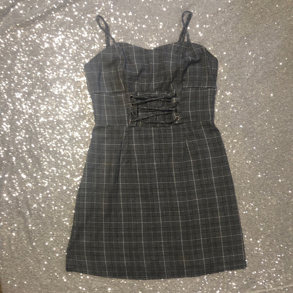 Elegant Black Plaid Dress